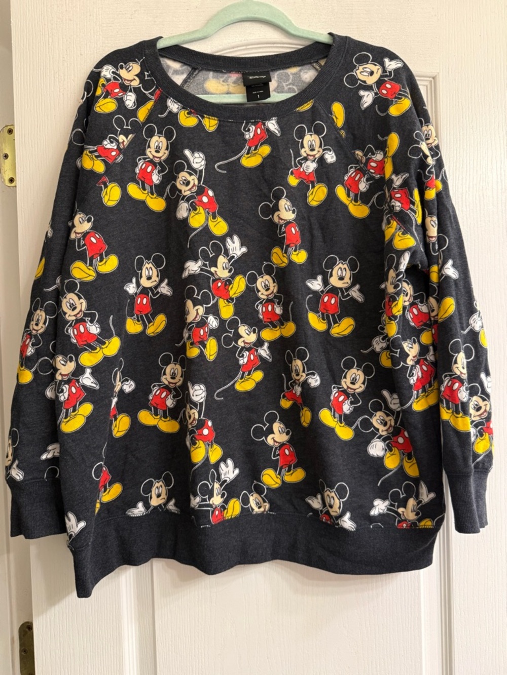 Disney Mickey Mouse Gray Classic Fit Cozy Fleece Crew Neck Sweatshirt - size 1X